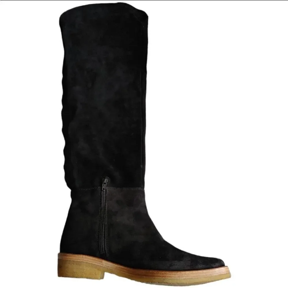 Free People Banks Suede‎ Over The Knee Boots in Black, Size 6.5 (EU 37) NWOB